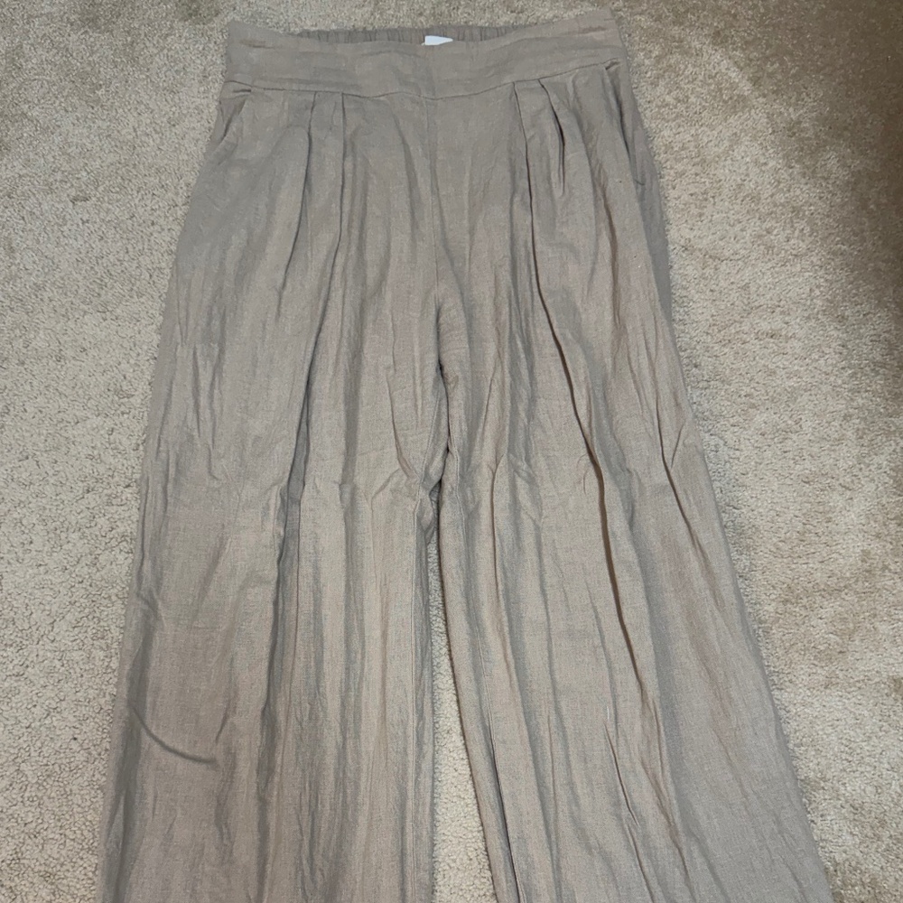Abercrombie & Fitch Wide Leg Linen Pants